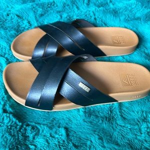 Reef sandles black leather uppers sz 7